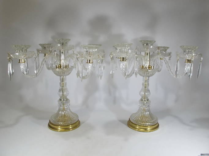 Vintage pair of crystal & glass candelabras Nov 16, 2018 Antiques
