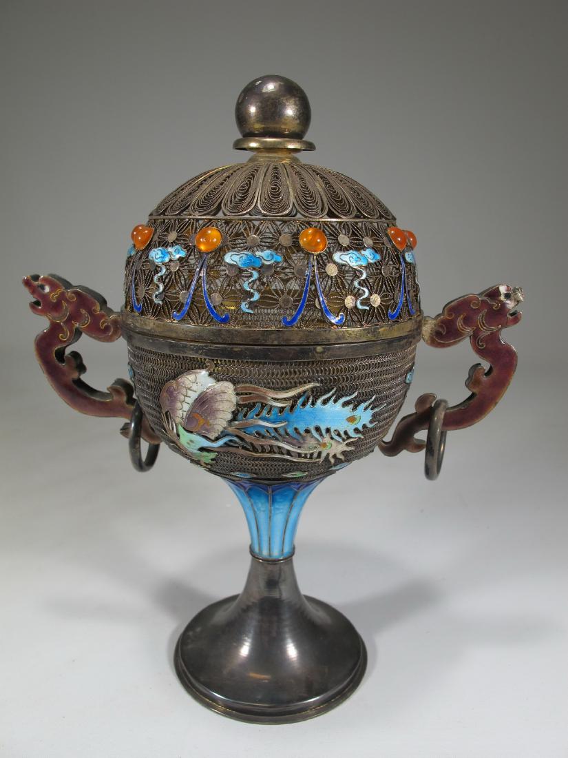 Antique Chinese Export filigree gilt silver & enamel (1 of 13)