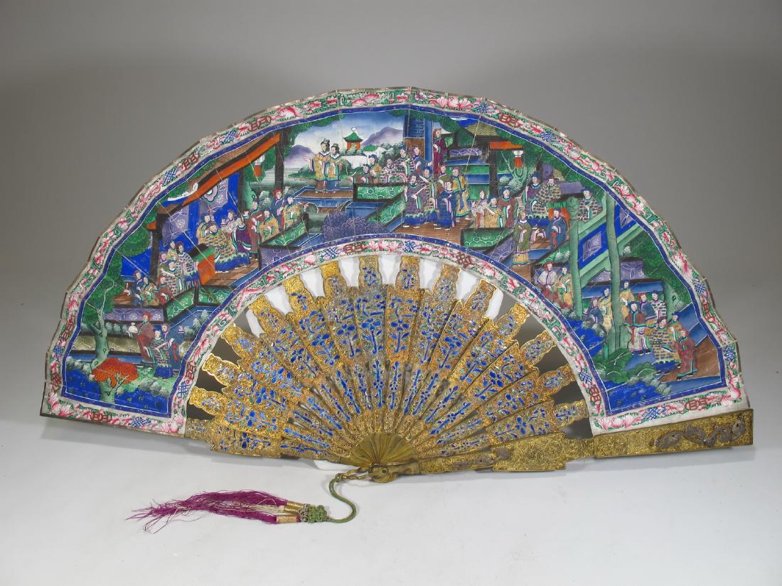 Chinese Export filigree silver & enamel fan (1 of 19)