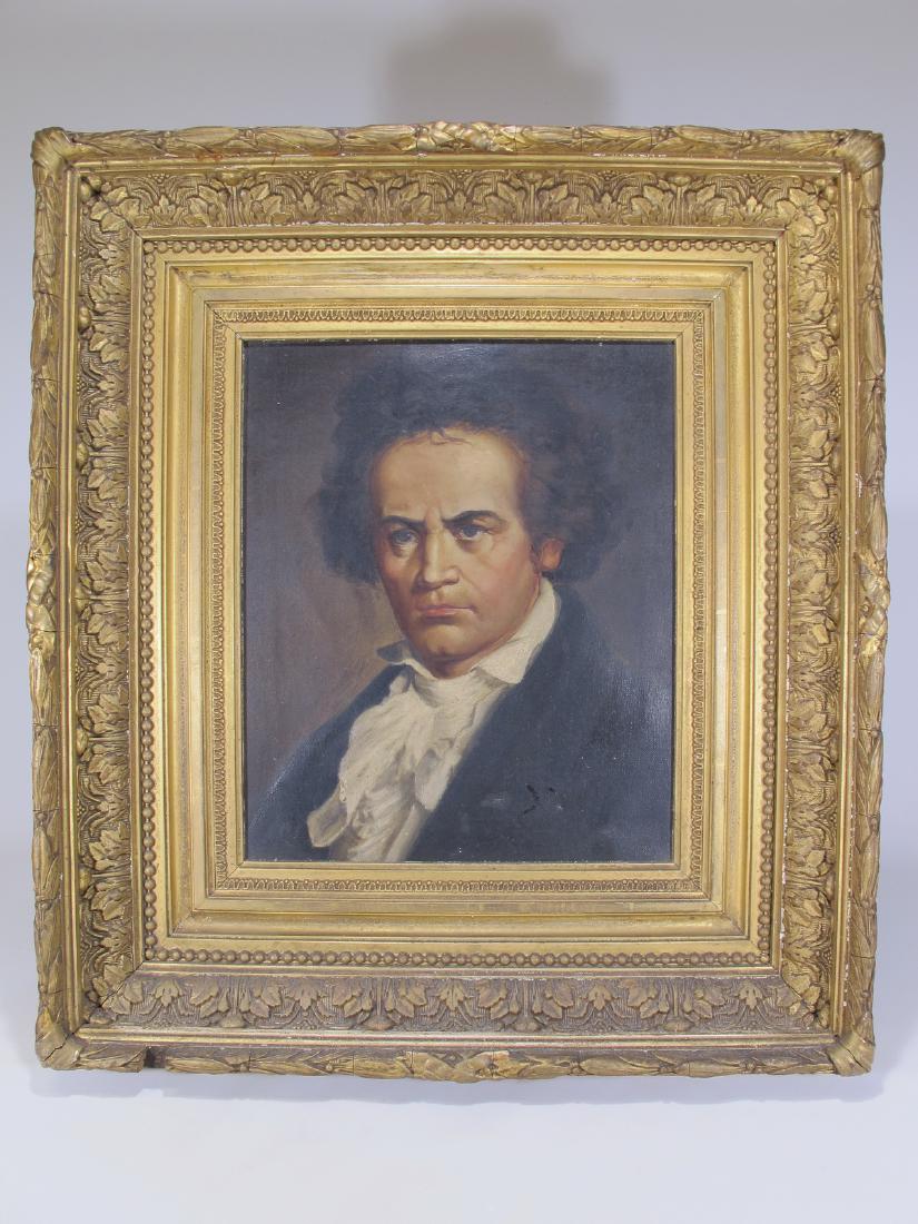 19th C Beethoven portrait painting, dated 1875 (1 of 7)