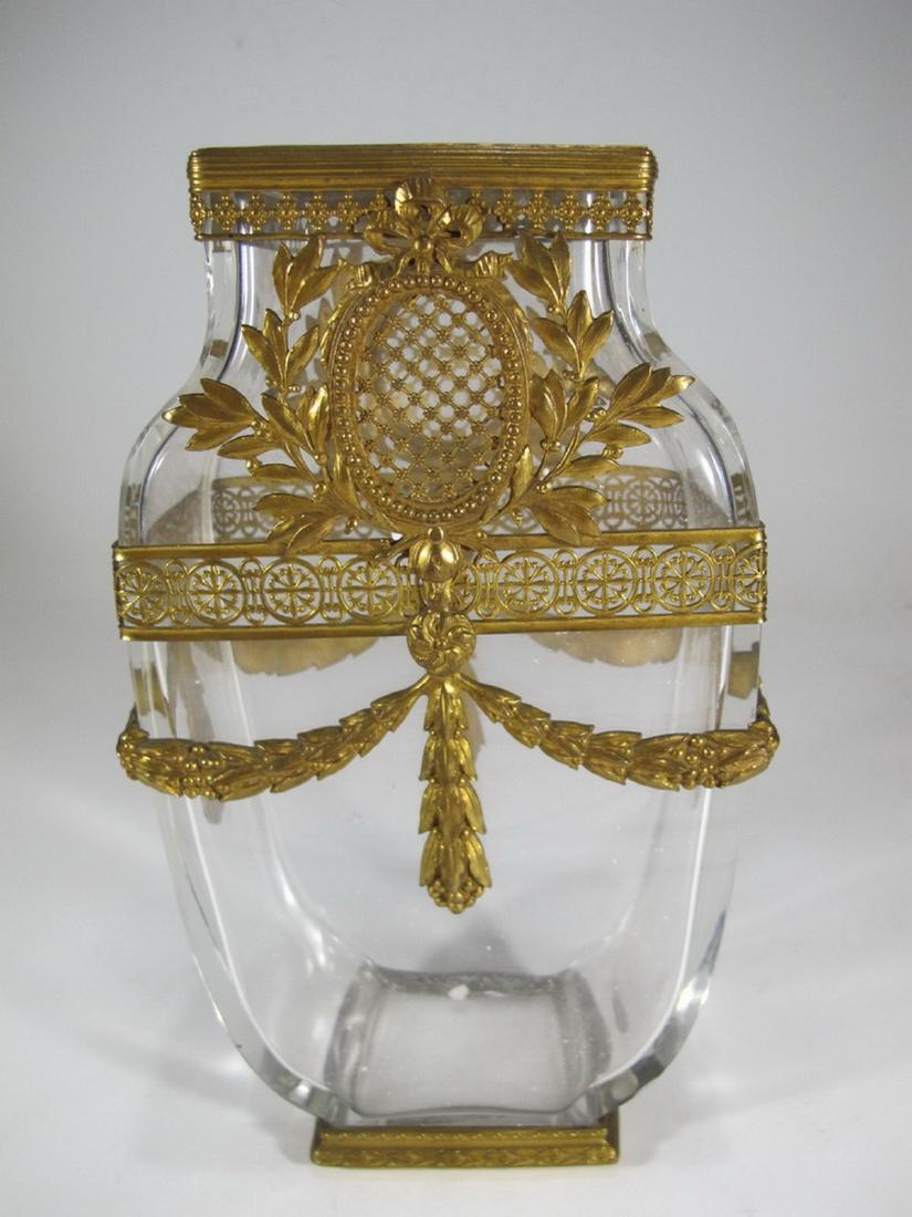 Antique probably Baccarat bronze & crystal vase (1 of 9)