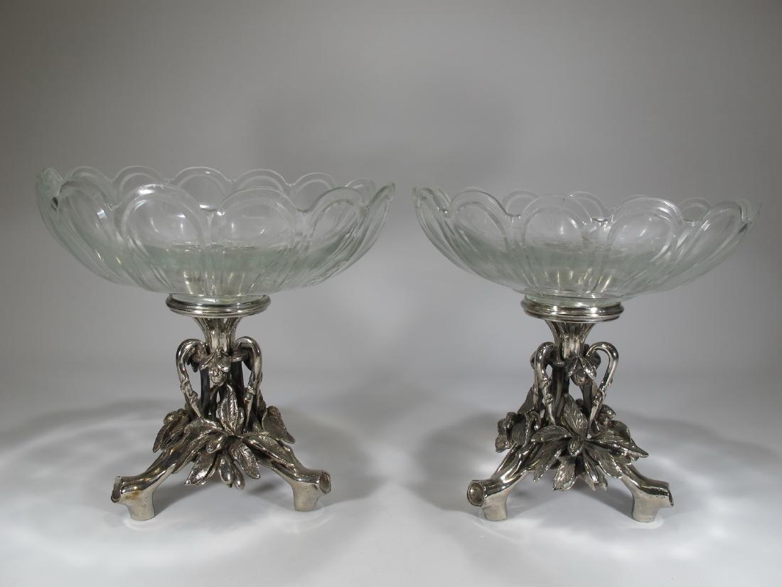 Pair of Christofle style bronze silverplated & glass (1 of 7)