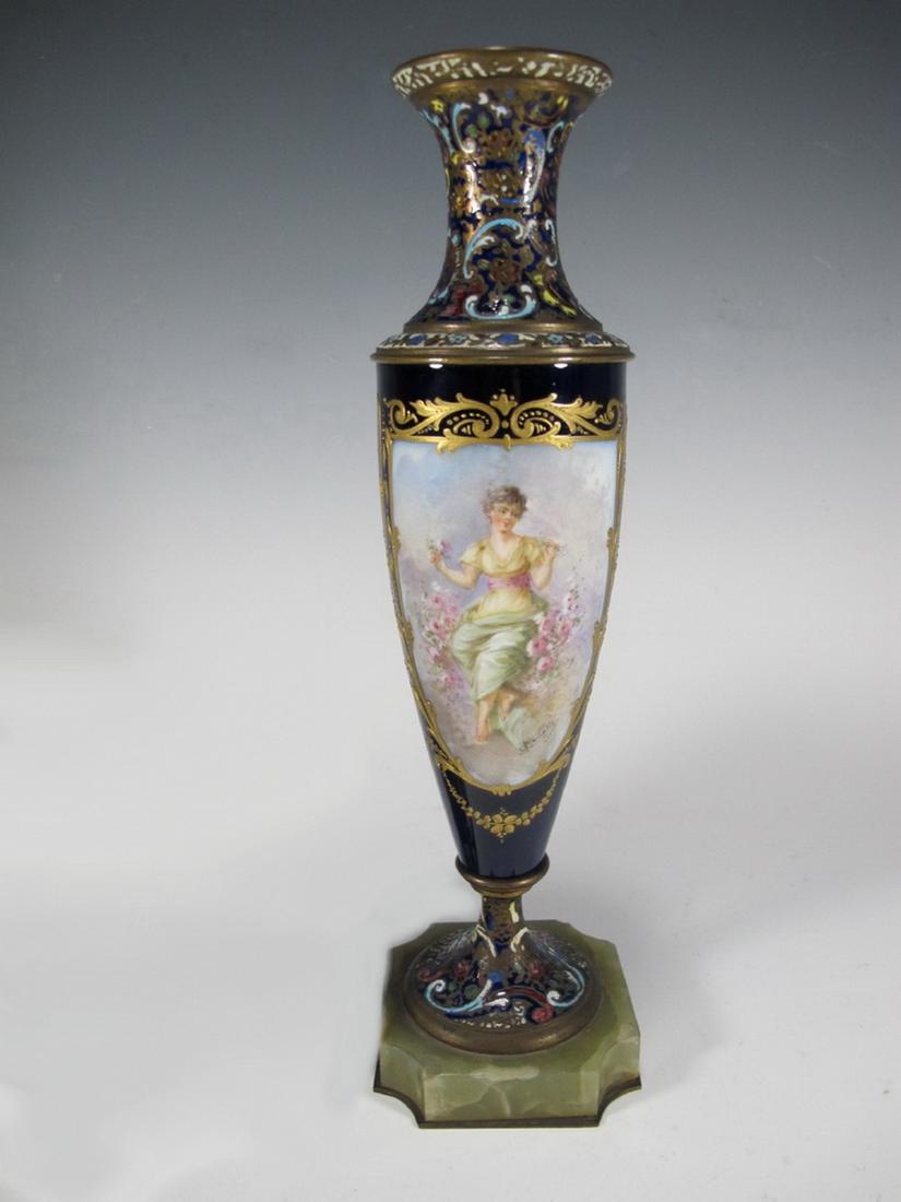 Antique Sevres bronze champleve & porcelain urn (1 of 6)