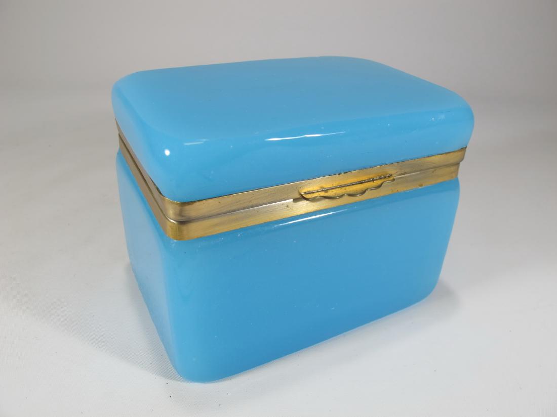 Vintage gilded bronze & blue opaline box (1 of 6)