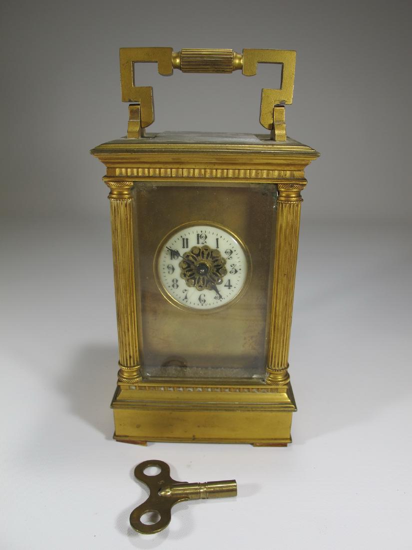 Antique French bronze & crystal travel clock (1 of 9)