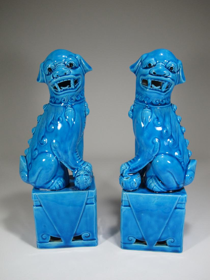 Pair of Chinese blue porcelain foodogs (1 of 8)