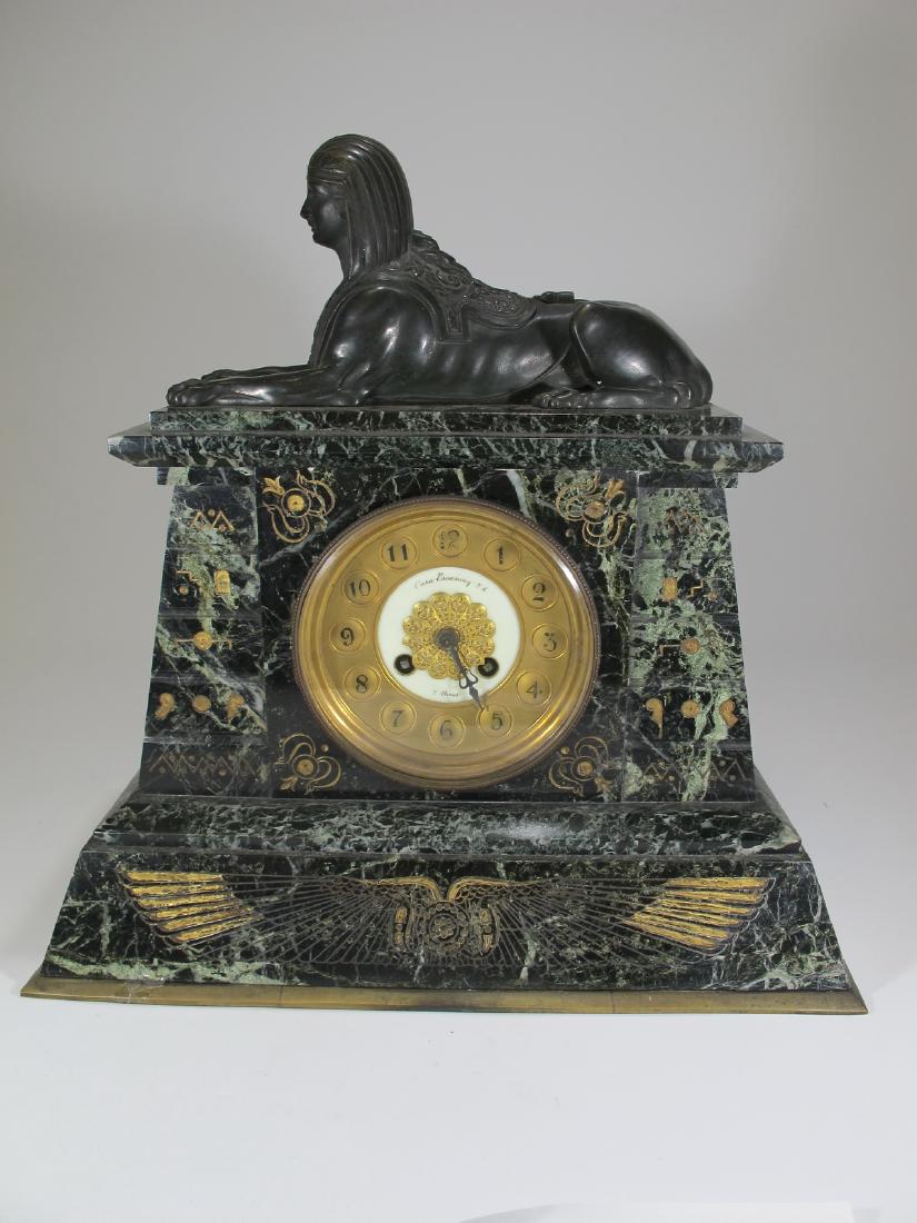 19th Century French Orientalist bronze & marble clock (1 of 9)