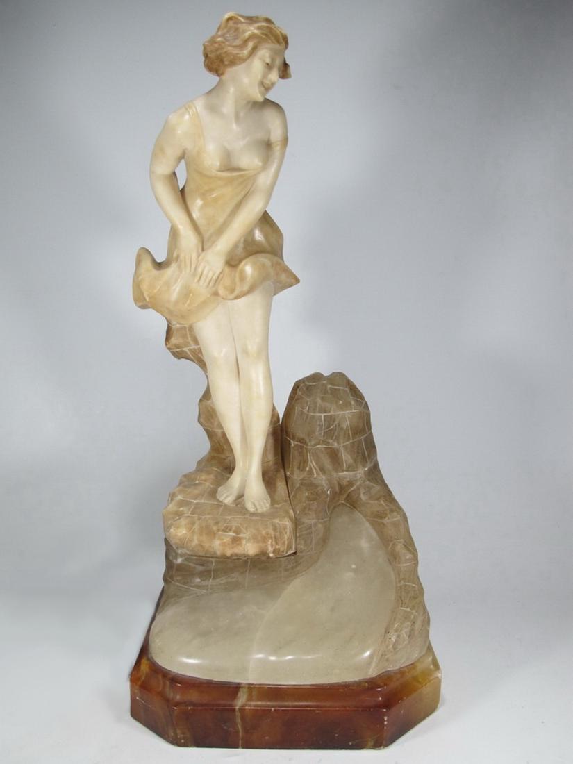 Antique Art Deco alabaster girl sculpture lamp (1 of 8)