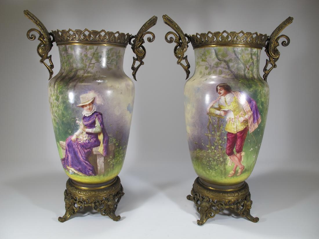 Antique European pair of bronze & porcelain vases (1 of 15)