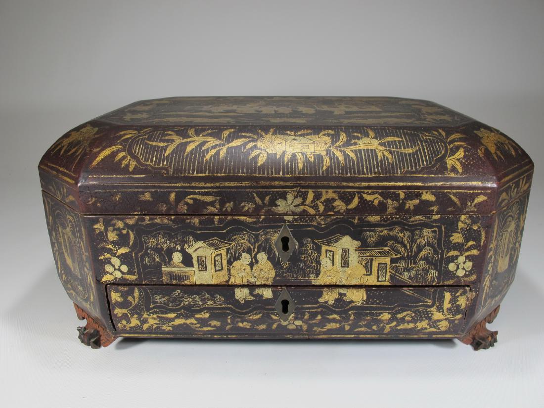 Antique Chinese gilded wooden jewelry box (1 of 11)