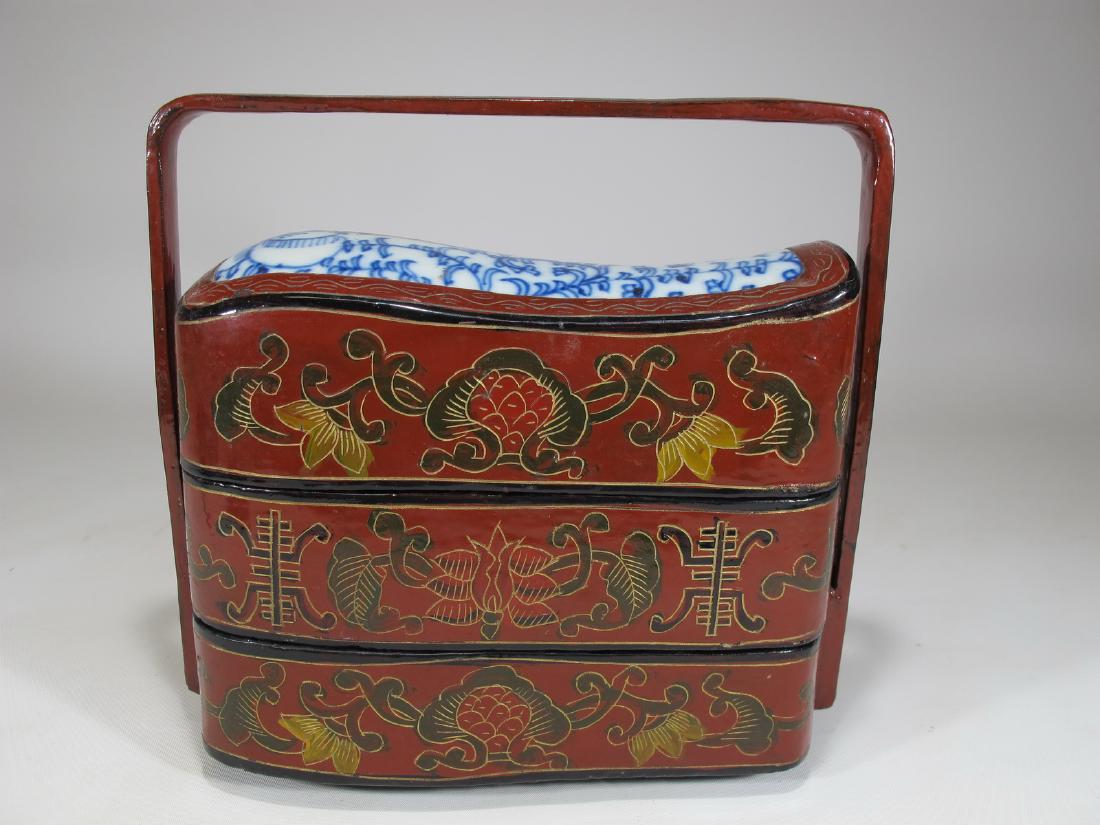 Vintage Chinese wood & porcelain box (1 of 7)