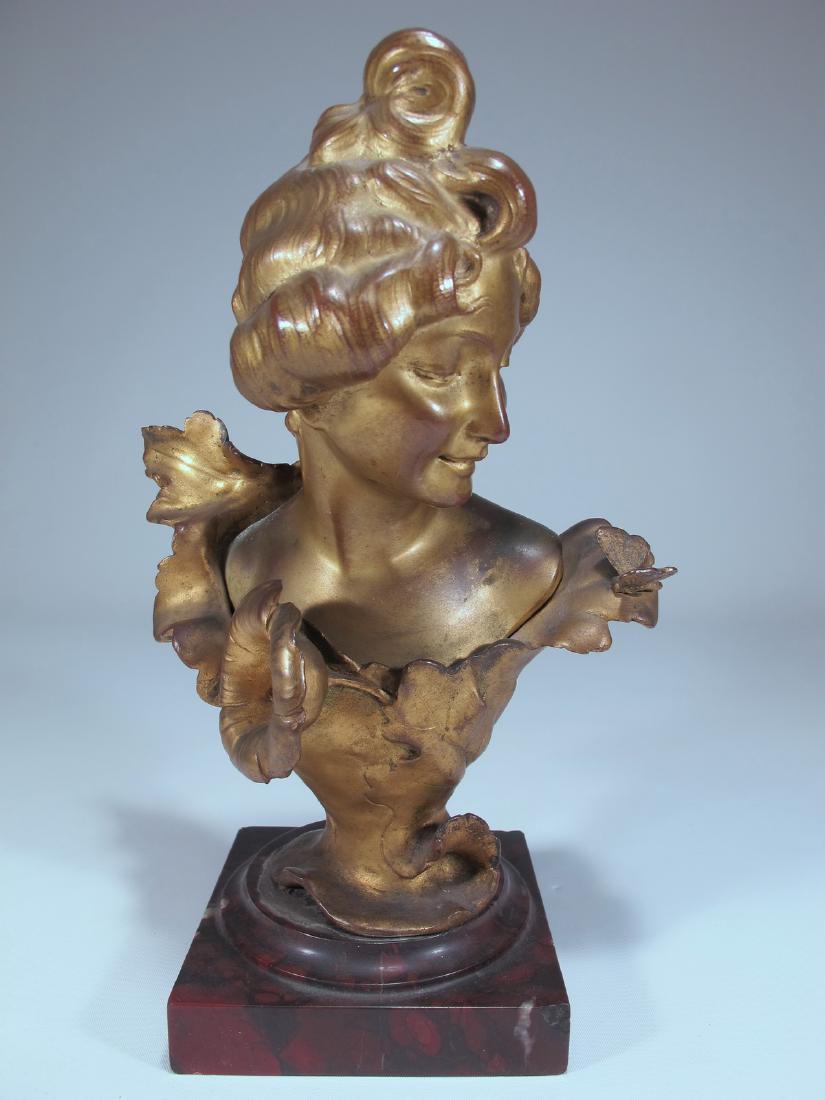 Antique French gilt bronze & marble woman bust (1 of 8)