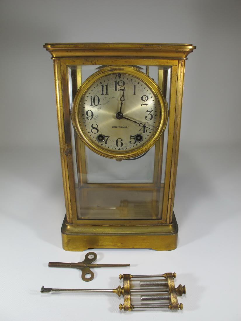 Antique Seth Thomas crystal regulator mantel clock