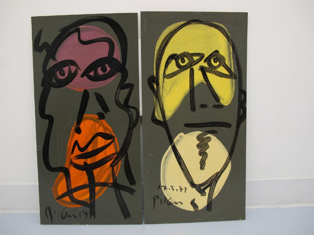 Peter Robert KEIL (1942) 2 paintings, dated 1972 and: Peter Robert KEIL (1942) 2 paintings, dated 1972 and 1984. 24 in H x 12 in W. Shipping in USA or International please contact for quote both UPS stores: 1) : James Lawrence UPS Store 4356 - 954-463-04
