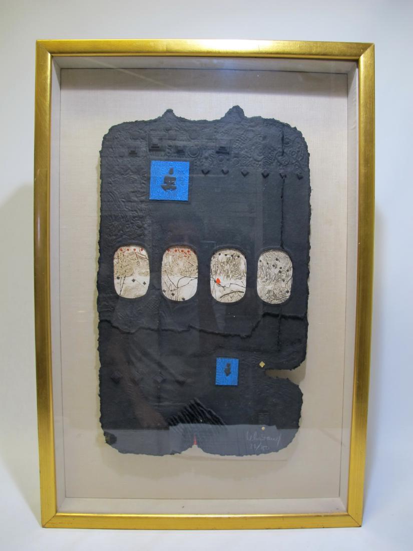 Dan LEBADANG (1921-2015) sculpture paper: Dan LEBADANG (1921-2015) sculpture paper, signed and numbered 22/250. 34 in H x 23 in W including frame. Shipping in USA or International please contact for quote both UPS stores: 1) : James Lawrence 