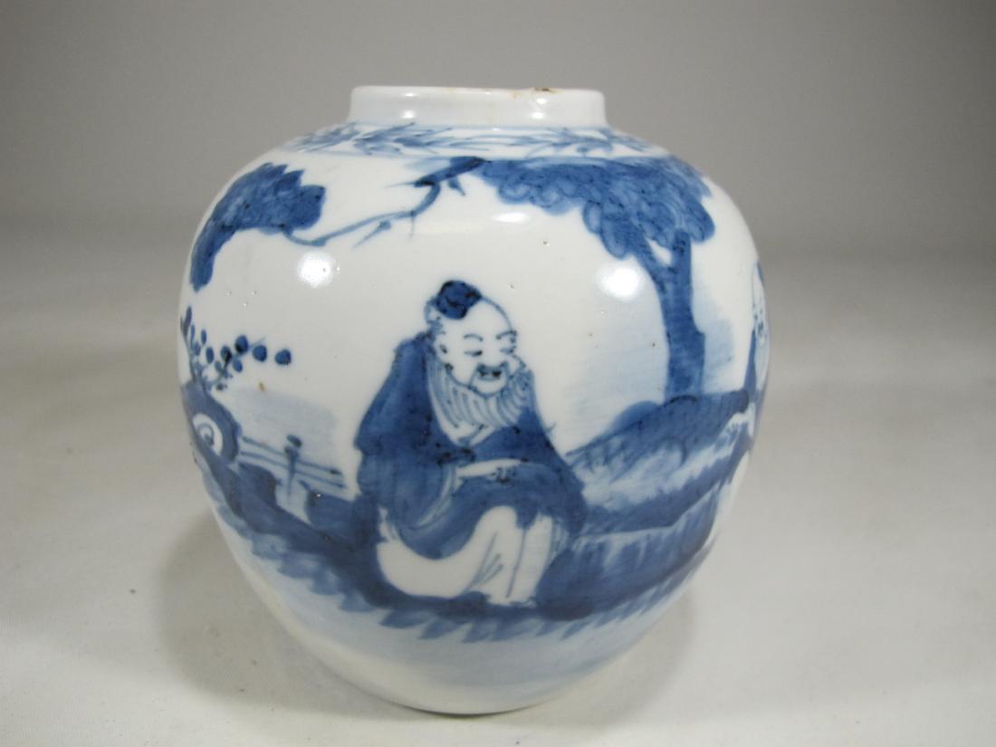 Antique Chinese blue & white porcelain vase: Antique Chinese blue & white porcelain vase. 4 1/4 in H x 4 in W. Shipping in USA or International please contact for quote both UPS stores: 1) : James Lawrence UPS Store 4356 - 954-463-0444 FloridaUP