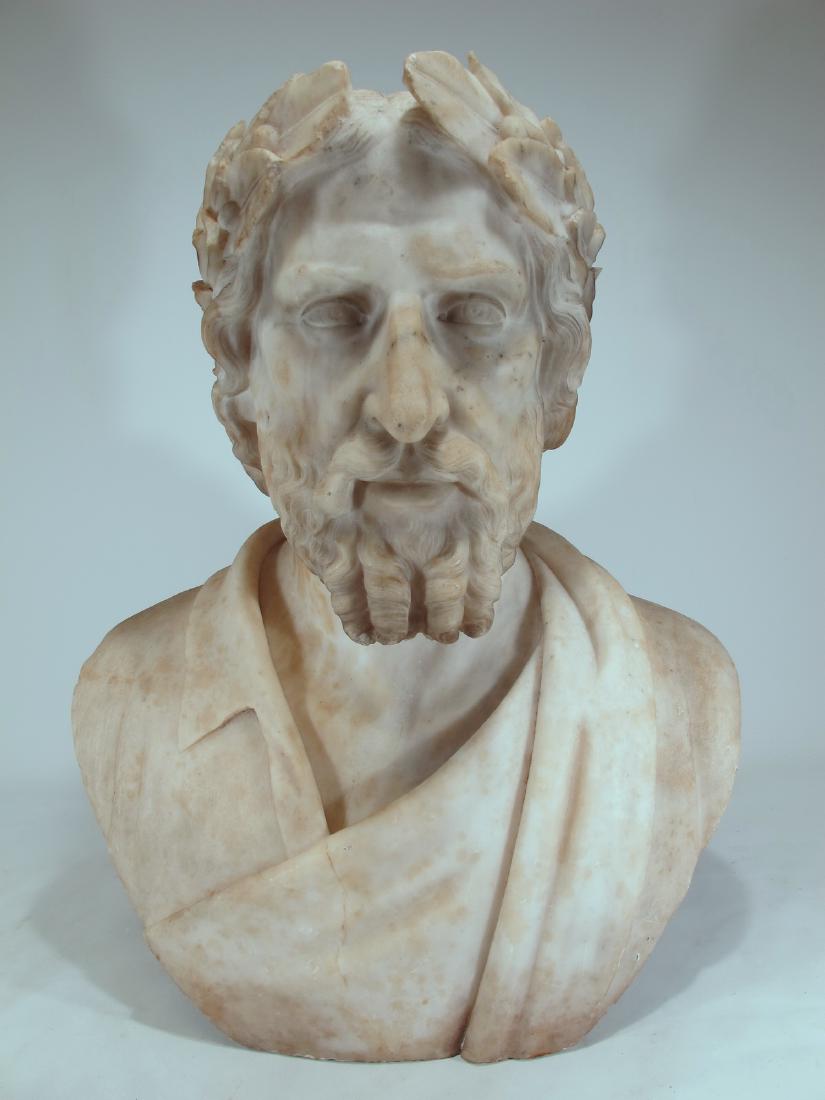 Antique European alabaster Emperor bust: Antique European alabaster Emperor bust. 22 in H x 17 in W x 10 1/4 in D. Shipping in USA or International please contact for quote both UPS stores: 1) : James Lawrence UPS Store 4356 - 954-463-0444 F