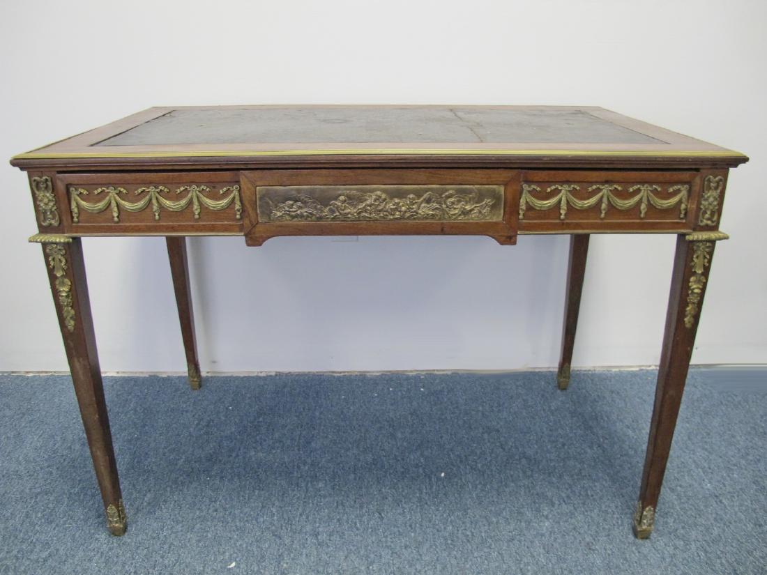 Antique French ormolu bronze desk: Antique French ormolu bronze desk. 29 5/8 in h x 42 3/4 in W x 25 1/4 in D. Shipping in USA or International please contact for quote both UPS stores: 1) : James Lawrence UPS Store 4356 - 954-463-0444