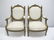 Antique pair of French Louis XVI style gilt armchairs