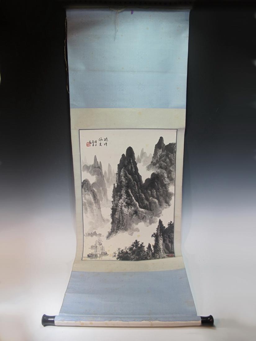Antique Chinese hand painted calligraphy scroll: Antique Chinese hand painted calligraphy scroll in a box. 61 in H x 20 1/2 in W. Shipping in USA or International please contact for quote both UPS stores: 1) : James Lawrence UPS Store 4356 - 954-463
