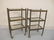 Vintage pair of bronze & glass side tables