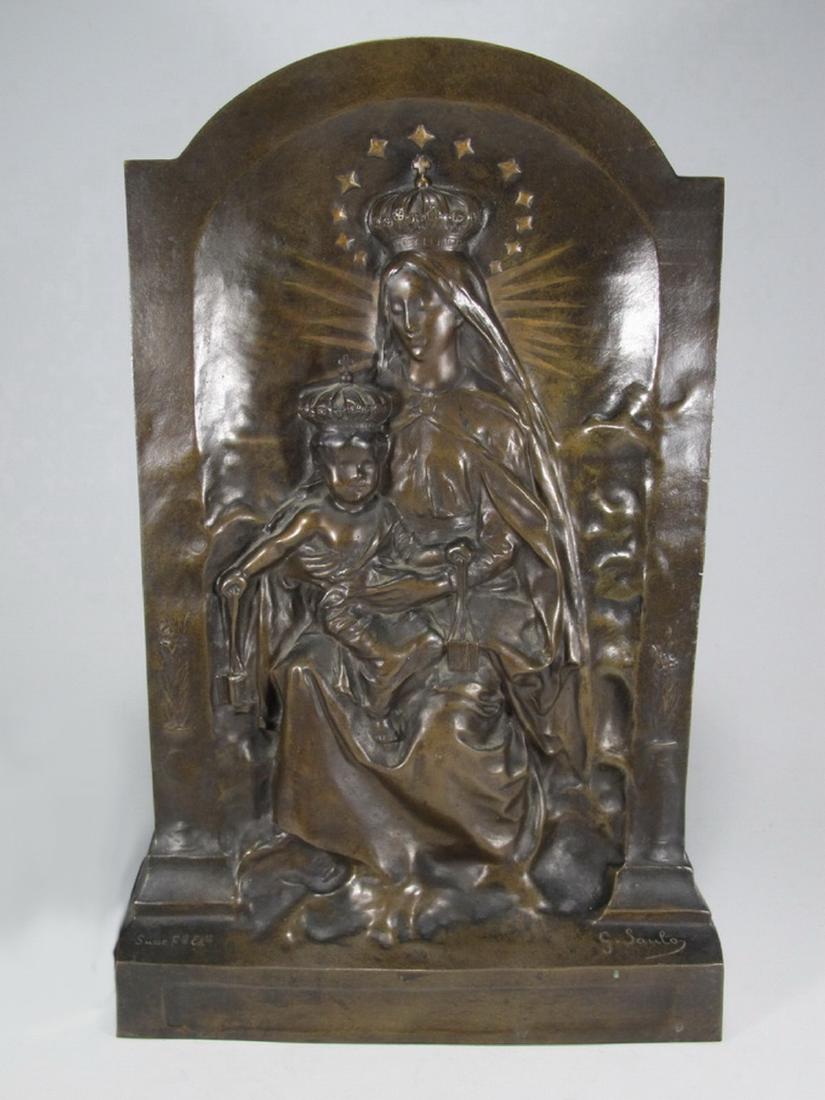 George E. SAULO (1865-1945) French artist bronze plaque: George E. SAULO (1865-1945) French artist bronze plaque, signed and marked by Susse Freres foundry. 16 1/4 in H x 10 5/8 in W x 3 in D. Shipping in USA or International please contact for quote both U