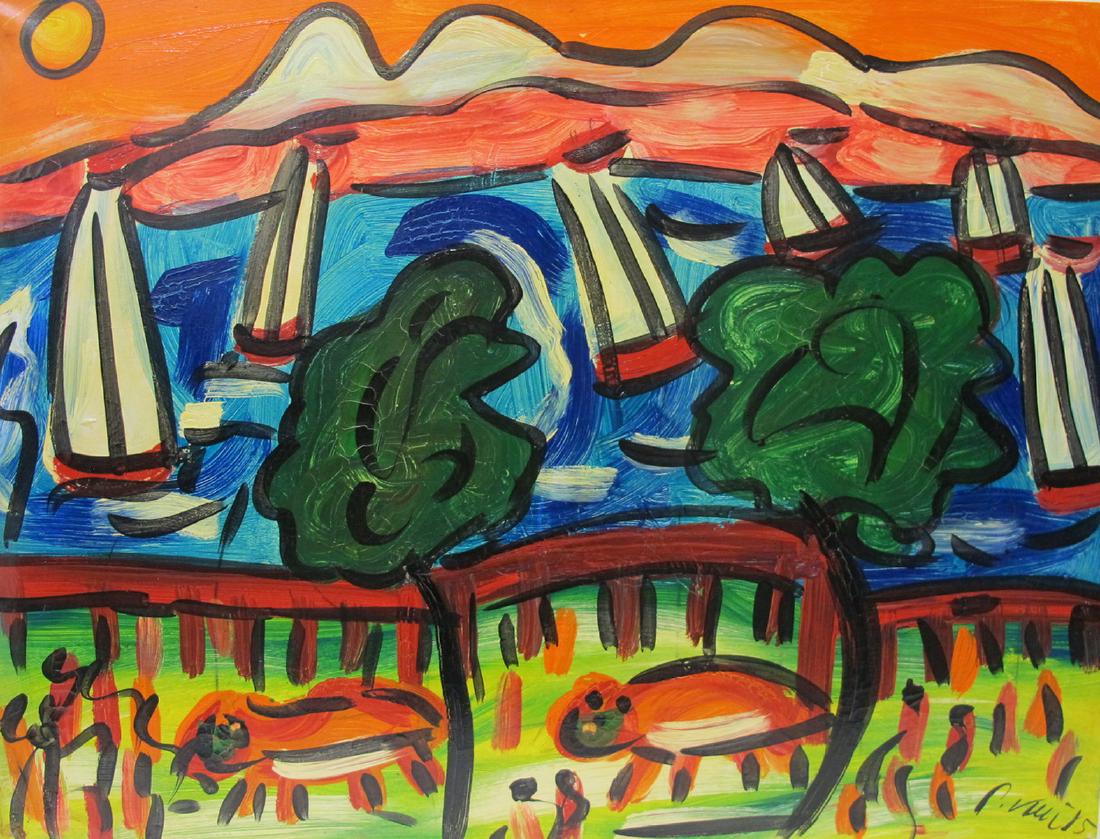 Peter Robert KEIL (1942) German artist painting: Peter Robert KEIL (1942) German artist painting, dated 1985. 36 1/4 in H x 48 in W. Shipping in USA or International please contact for quote both UPS stores: 1) : David Reiser UPS store 1937 - 954-45