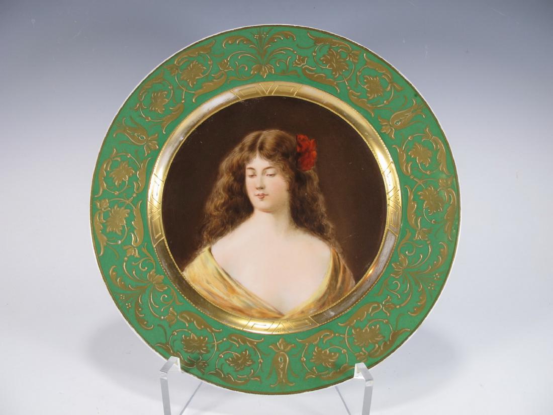 Fischer & Mieg of Pirkenhammer, Bohemia plate: Fischer & Mieg of Pirkenhammer, Bohemia (previously Austria, later Czechoslovakia) porcelain plate. 9 5/8 in W. Shipping in USA or International please contact for quote both UPS stores: 1) : David Re