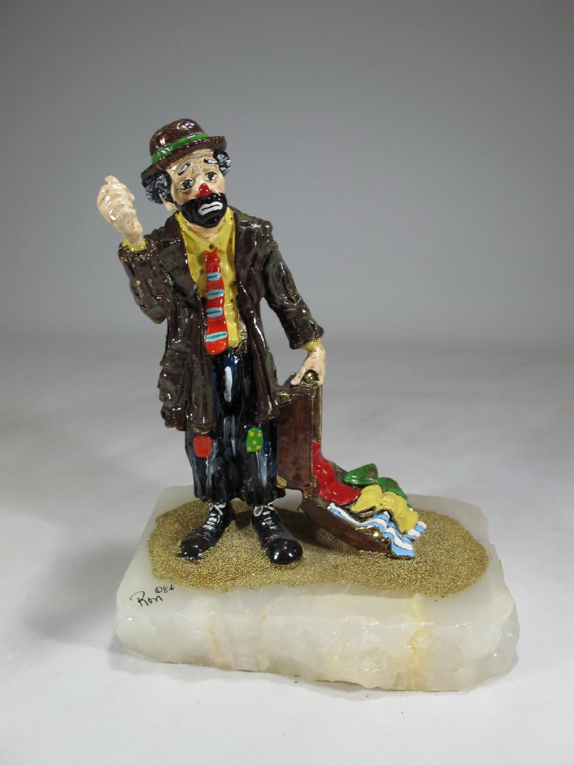 Ron LEE hand painted clown sculpture on an onyx base: Ron LEE hand painted clown sculpture on an onyx base. 8 1/4 in H x 6 1/2 in W x 4 3/8 in D. Shipping in USA or International please contact for quote both UPS stores: 1) : David Reiser UPS store 1937 