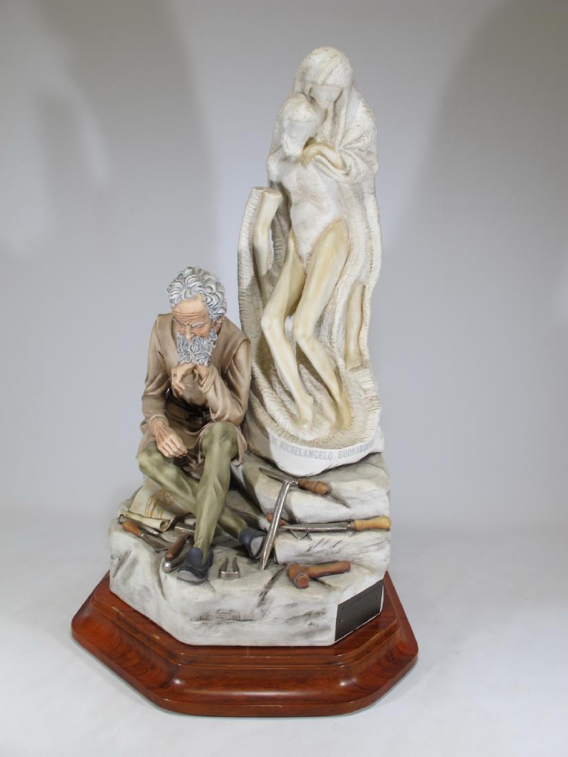 Capodimonte Michelangelo by G. CORTESE porcelain statue: Capodimonte Michelangelo by G. CORTESE porcelain statue. 23 3/4 in H x 12 in W x 12 1/2 in D. Shipping in USA or International please contact for quote both UPS stores: 1) : David Reiser UPS store 193