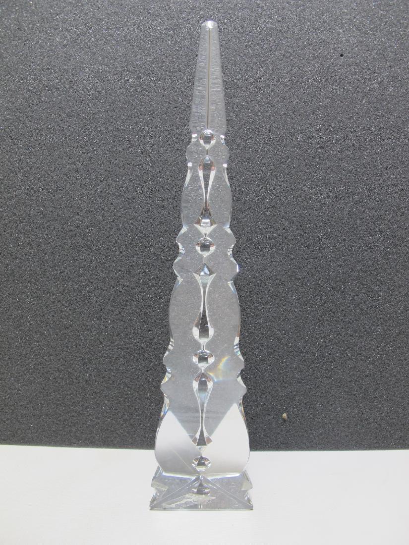 Baccarat crystal obelisk: Baccarat crystal obelisk. 9 7/8 in H x 1 7/8 in W. Shipping in USA or International please contact for quote both UPS stores: 1) : David Reiser UPS store 1937 - 954-454-1131 auctions1937@gmail.com or