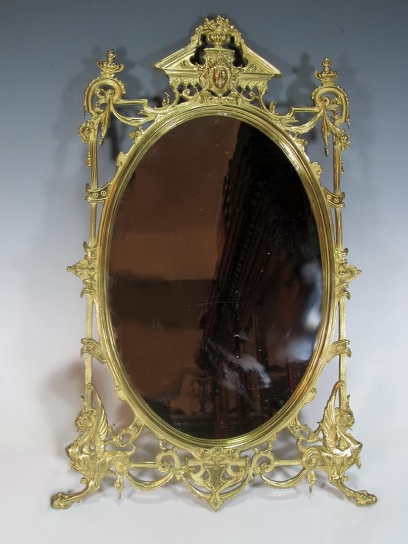 Antique French bronze table mirror: Antique French bronze table mirror. 18 in H x 11 1/2 in W. Shipping in USA or International please contact for quote both UPS stores: 1) : David Reiser UPS store 1937 - 954-454-1131 auctions1937@gmail