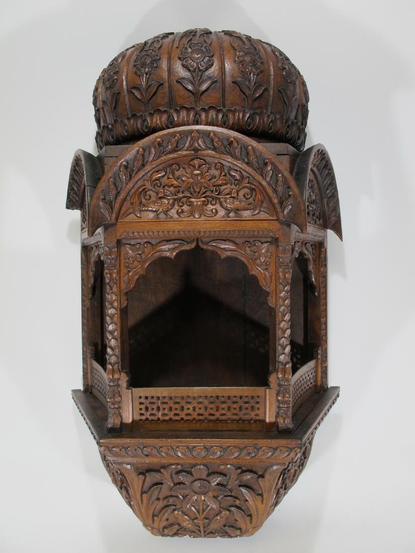 Antique Oriental carved wood wall altar: Antique Oriental carved wood wall altar. 30 3/8 in H x 17 in H x 9 in D. Shipping in USA or International please contact for quote both UPS stores: 1) : David Reiser UPS store 1937 - 954-454-1131 auct