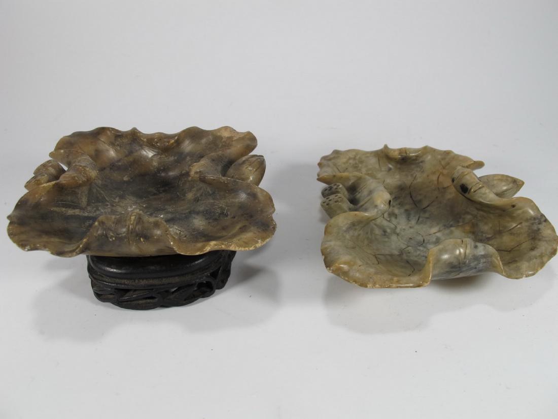 2 antique Chinese carved stones: 2 antique Chinese carved stones. 4 1/4 in W x 5 1/4 in D. Shipping in USA or International please contact for quote both UPS stores: 1) : David Reiser UPS store 1937 - 954-454-1131 auctions1937@gmail.