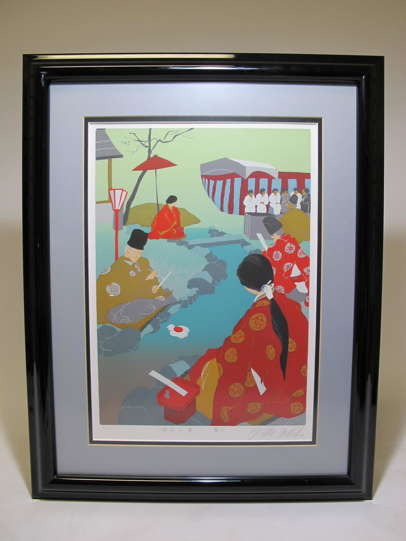 Masaaki TANAKA (XX) Japanese silkscreen: Masaaki TANAKA (XX) Japanese silkscreen. 21 3/8” H x 10 7/8” W including frame, 14 3/4” H x 10 1/4” W without frame. Shipping in USA or International please contact for quote b