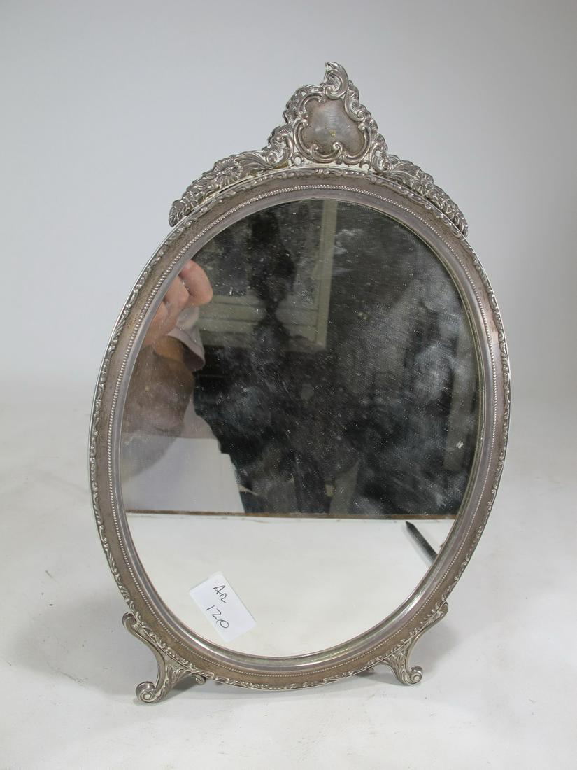 Antique probably silver & wood table mirror (1 of 5)