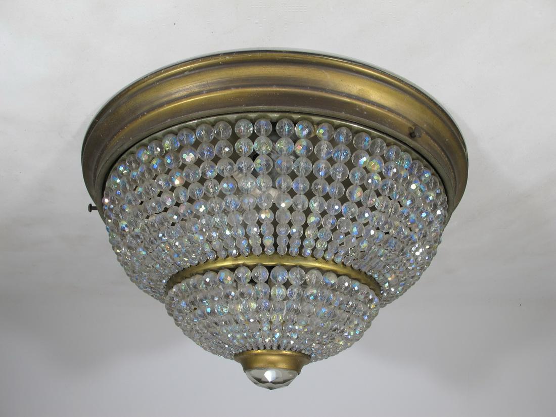 Vintage bronze & iridescent glass ceiling light (1 of 5)