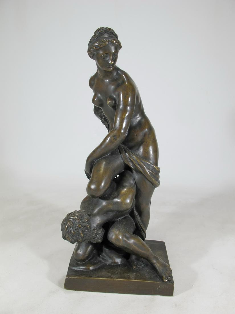 Antique italian nude bronze marked Pellas, Firenze: Antique italian nude bronze marked Pellas, Firenze foundry. 12 1/8” H x 5 1/2” W x 5 1/8” D. Shipping in USA or International please contact for quote both UPS stores: 1) : David Rei