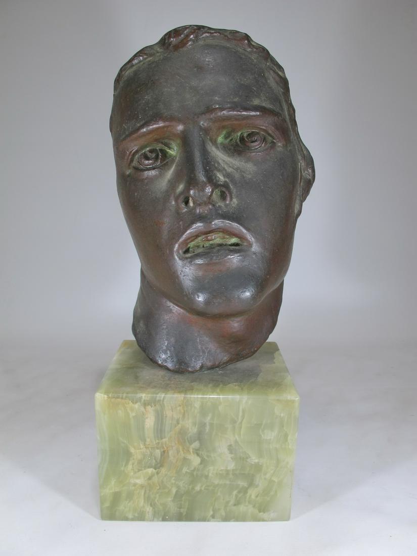 Antique European bronze & onyx mask (1 of 5)