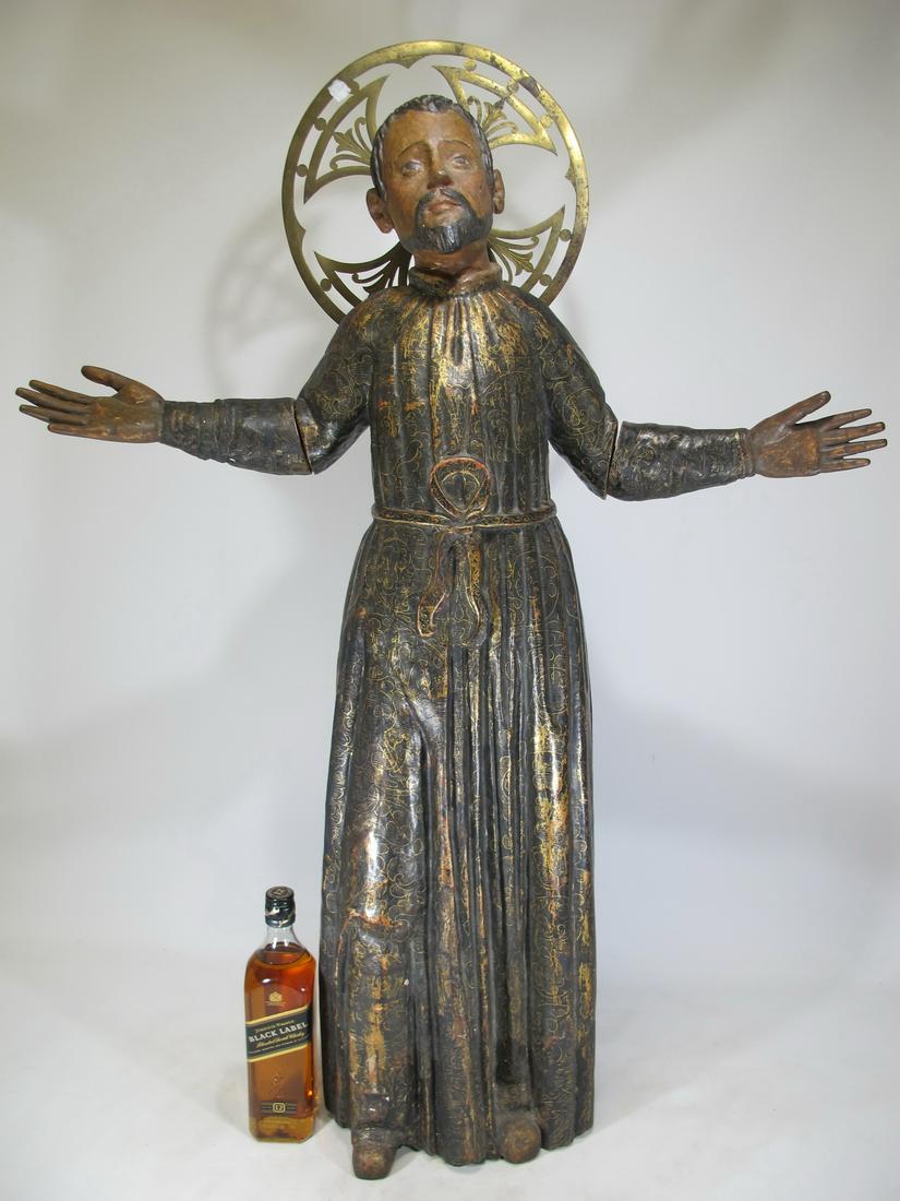 Large 19th C gilt carved wood Religious sculpture (1 of 11)