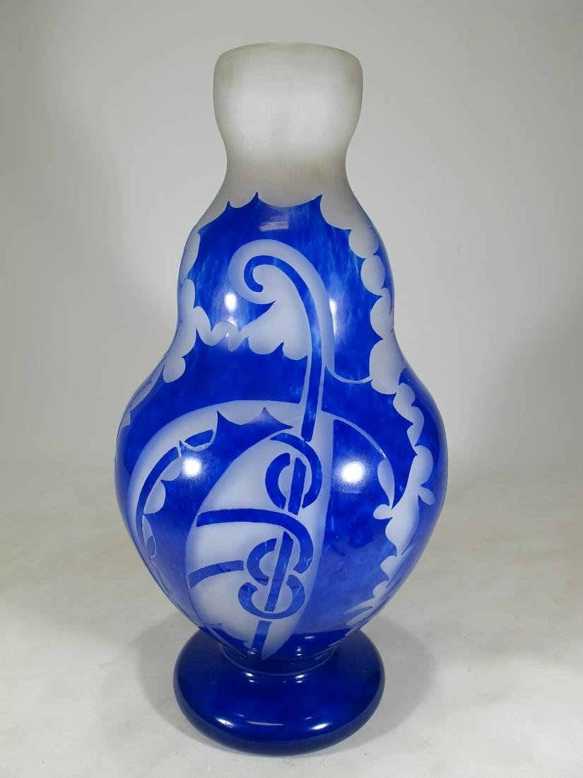 French Degue blue cameo glass vase (1 of 8)