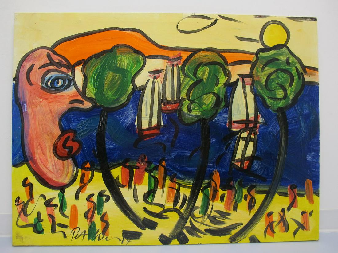 Peter Robert KEIL (1942) German painting dated 1984: Peter Robert KEIL (1942) German painting dated 1984. 36 in H x 48 in W. Shipping in USA or International please contact for quote both UPS stores: 1) : David Reiser UPS store 1937 - 954-454-1131 aucti