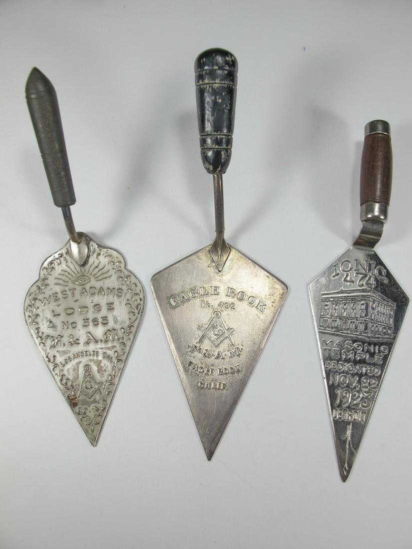 Lot of 3 Masonic sterling & metal miniature trowel (1 of 8)