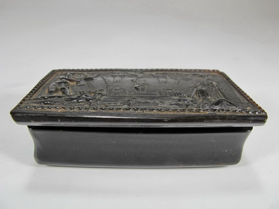 Antique Masonic rectangular horn snuff box (1 of 7)