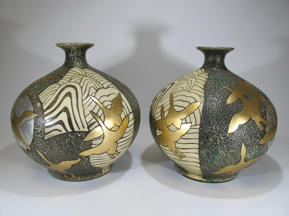Mid Century pair of large ceramic vases (1 of 6)