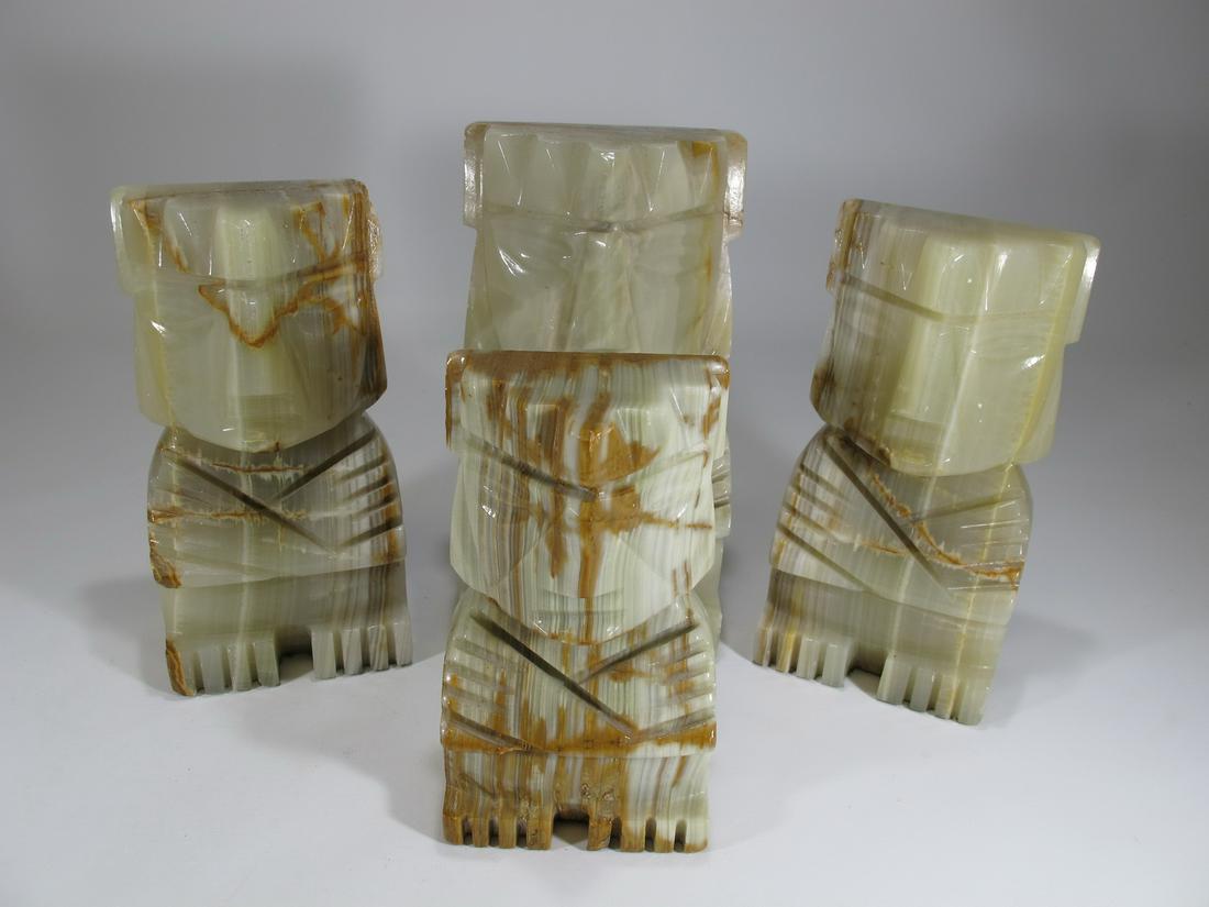4 Vintage Mexican Aztec onyx book ends (1 of 10)