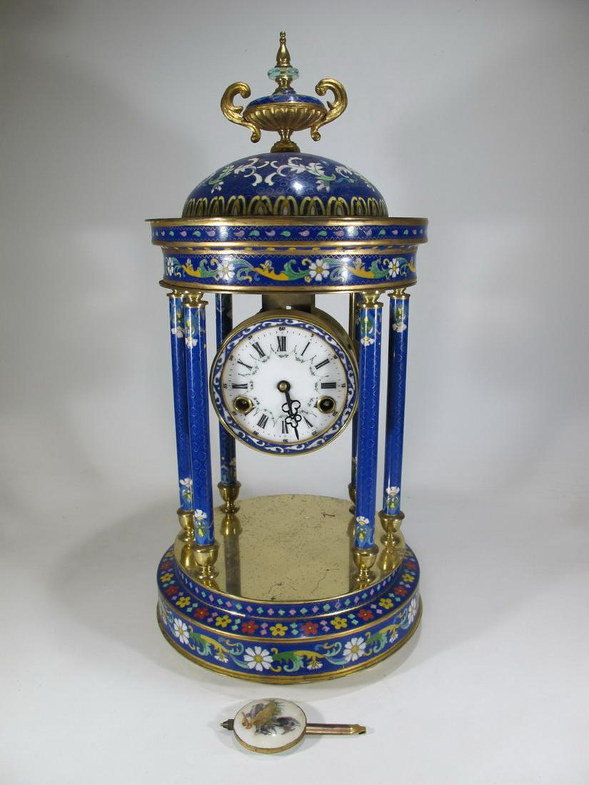 Great European bronze cloisonne mantel clock (1 of 9)
