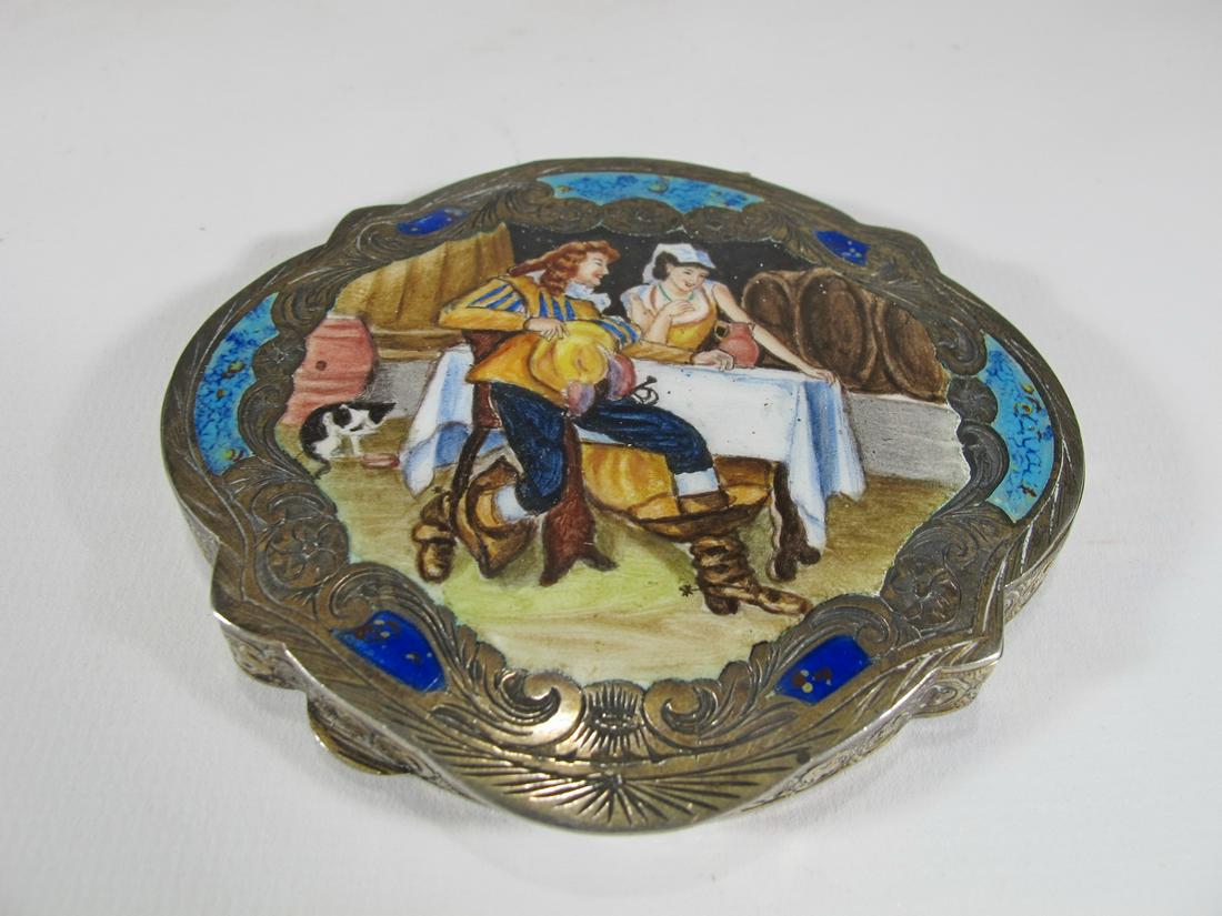Antique Italian 800 silver & enamel powder box (1 of 6)