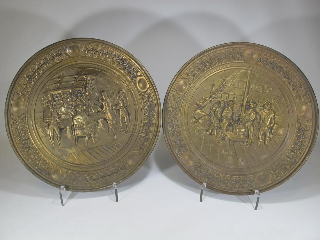 Vintage pair of English brass wall plates (1 of 8)