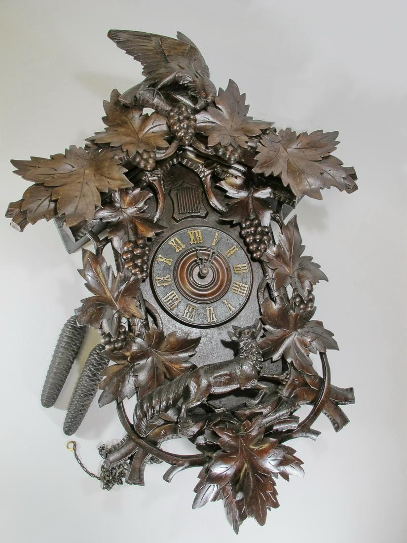 Antique black forest carved wood cuckoo clock (1 of 12)